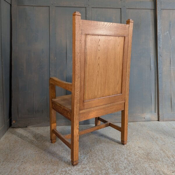 Large Heavy & Sturdy Vintage Pale Oak Clergy Throne Chair