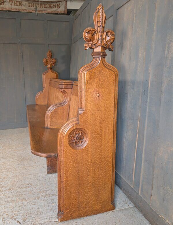 Beautiful Honey Oak 1894 Antique Gothic Choir Pews Benches from St John Clevedon