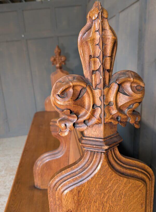 Beautiful Honey Oak 1894 Antique Gothic Choir Pews Benches from St John Clevedon