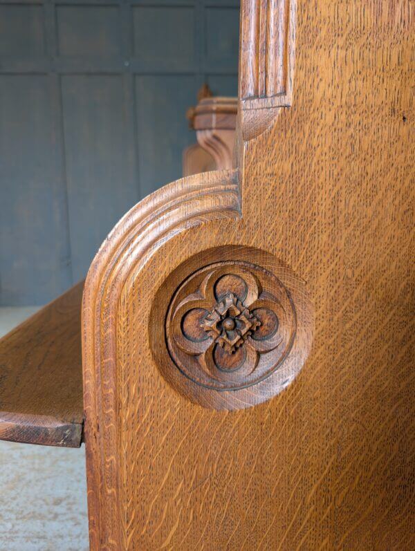 Beautiful Honey Oak 1894 Antique Gothic Choir Pews Benches from St John Clevedon