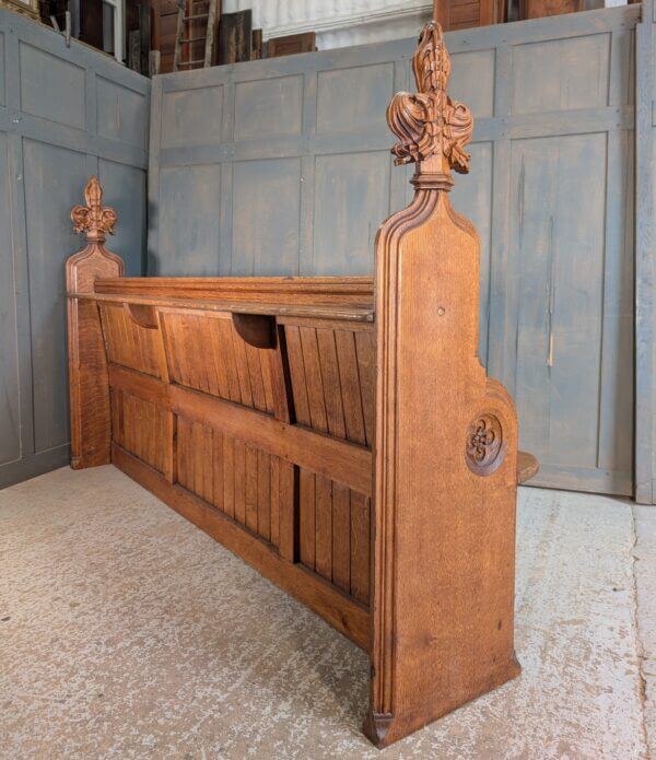 Beautiful Honey Oak 1894 Antique Gothic Choir Pews Benches from St John Clevedon