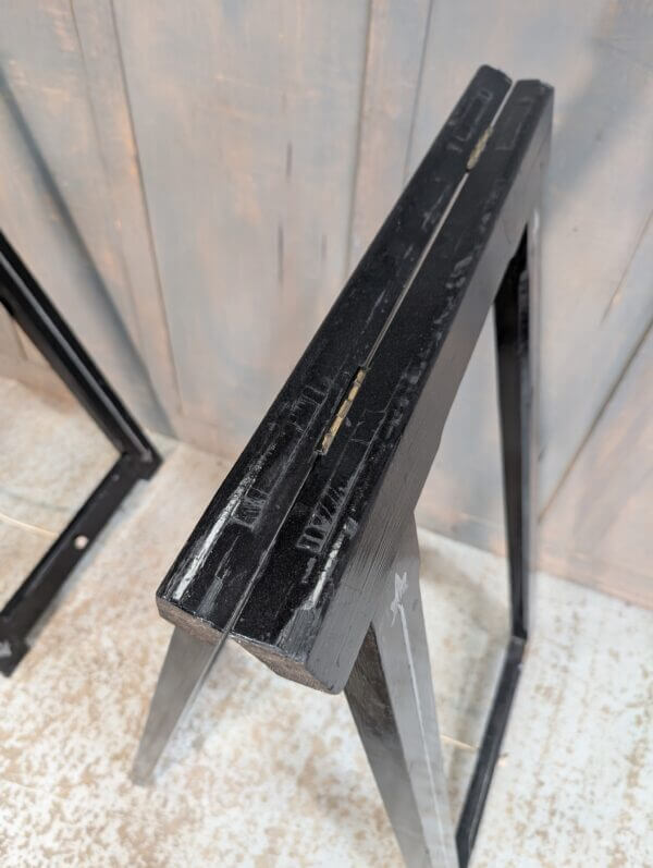 A Pair of Painted Heavy Pine Tall Coffin Stands