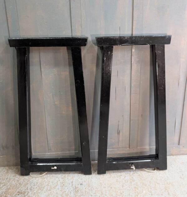A Pair of Painted Heavy Pine Tall Coffin Stands