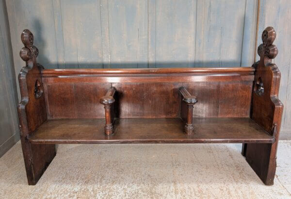 Very Fine Dark Oak Antique Gothic Oak Choir Pew Bench from Winchester