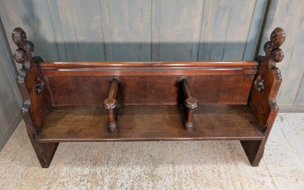 Very Fine Dark Oak Antique Gothic Oak Choir Pew Bench from Winchester