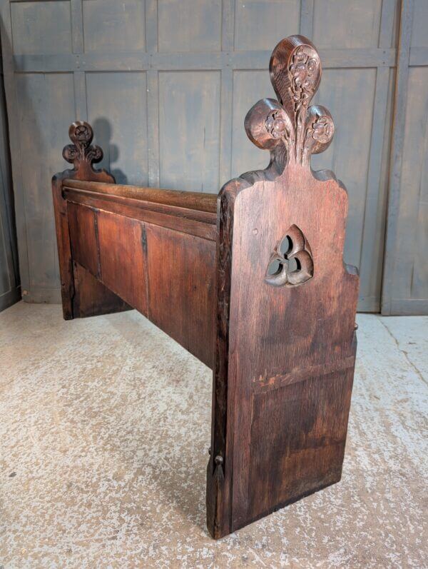 Very Fine Dark Oak Antique Gothic Oak Choir Pew Bench from Winchester