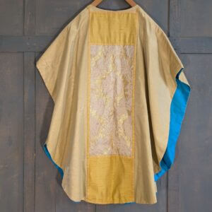 Yellow & Gold Silk Contemporary Chasuble with Blue Lining