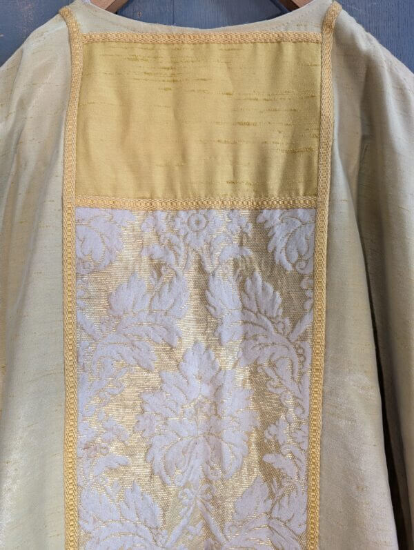 Yellow & Gold Silk Contemporary Chasuble with Blue Lining