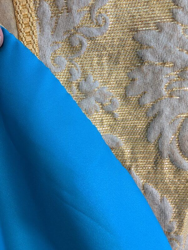 Yellow & Gold Silk Contemporary Chasuble with Blue Lining