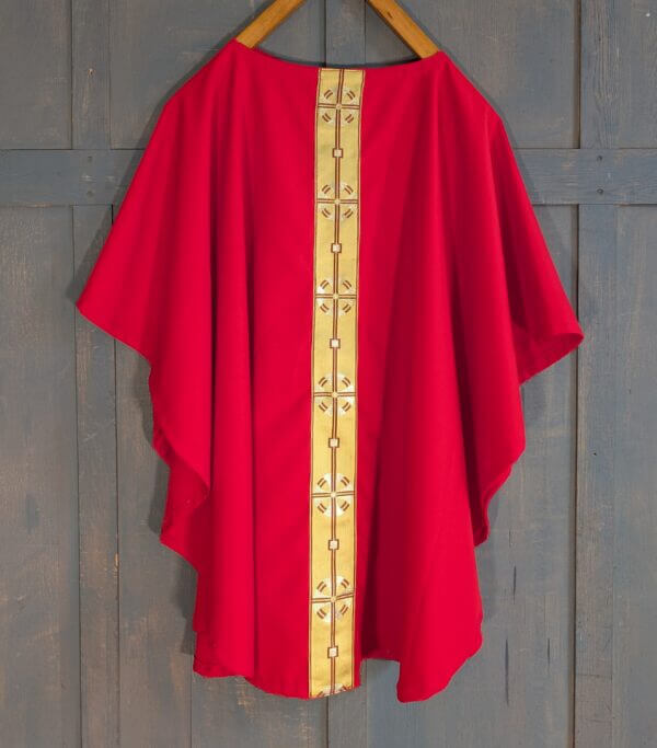 Medium Size Red Chasuble with Broad Gold Orphreys