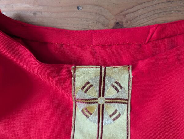 Medium Size Red Chasuble with Broad Gold Orphreys