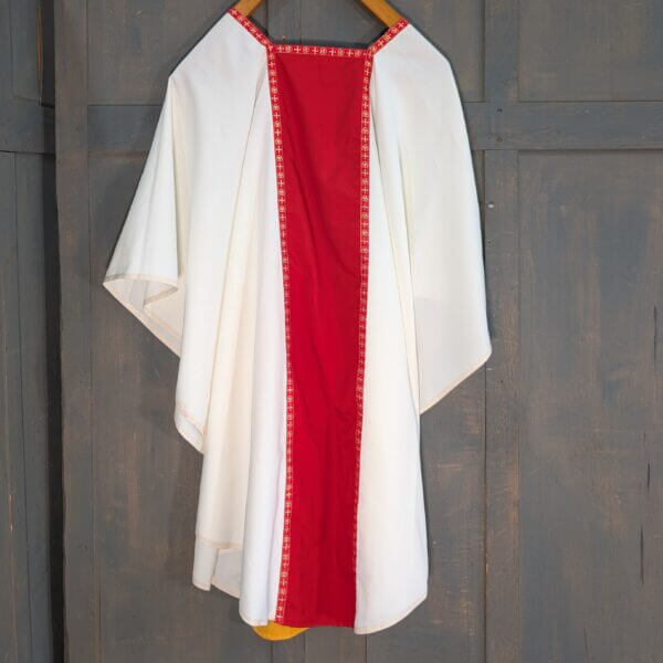 Reversible Yellow or Red Chasuble with Red & Gold Orphreys & Stole