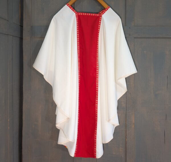 Reversible Yellow or Red Chasuble with Red & Gold Orphreys & Stole