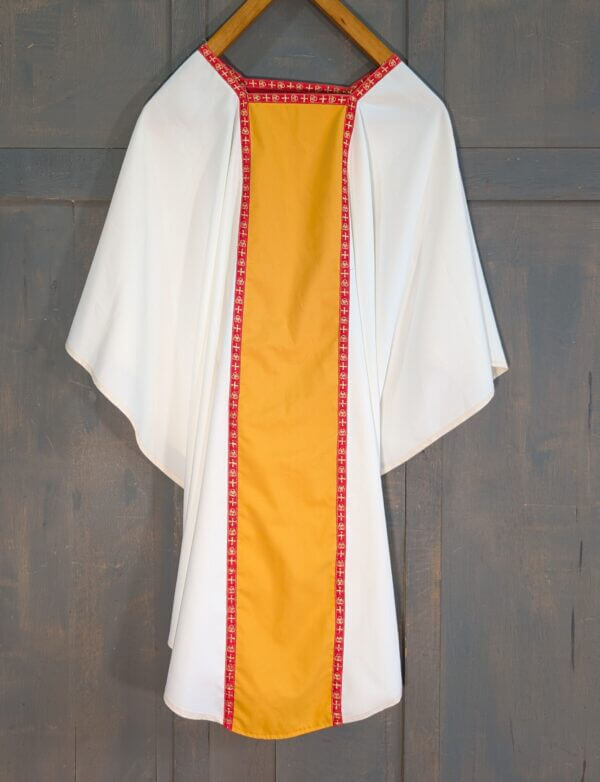 Reversible Yellow or Red Chasuble with Red & Gold Orphreys & Stole