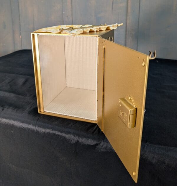 Small Gold Painted Steel Church Tabernacle with Key