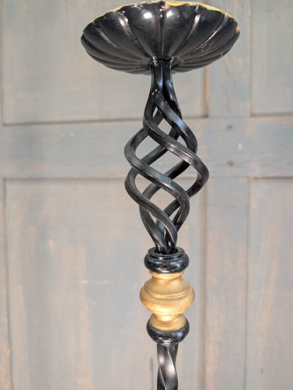 Pair of Heavy Wrought Iron Church Altar Candlesticks
