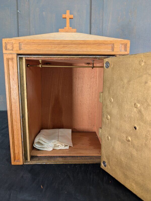 Arts & Crafts Brass & Steel Antique Church Tabernacle with Oak Case