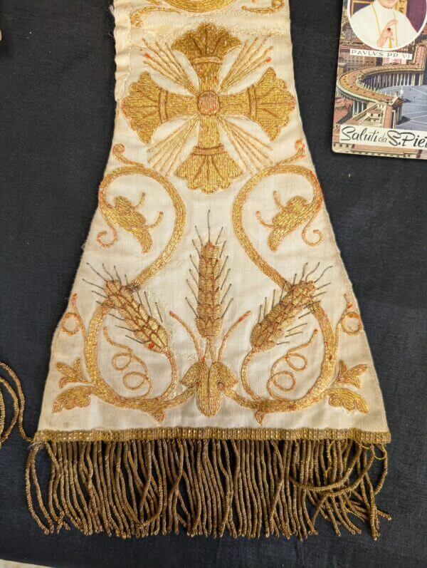 Spectacular but Battered Gold Thread Stole
