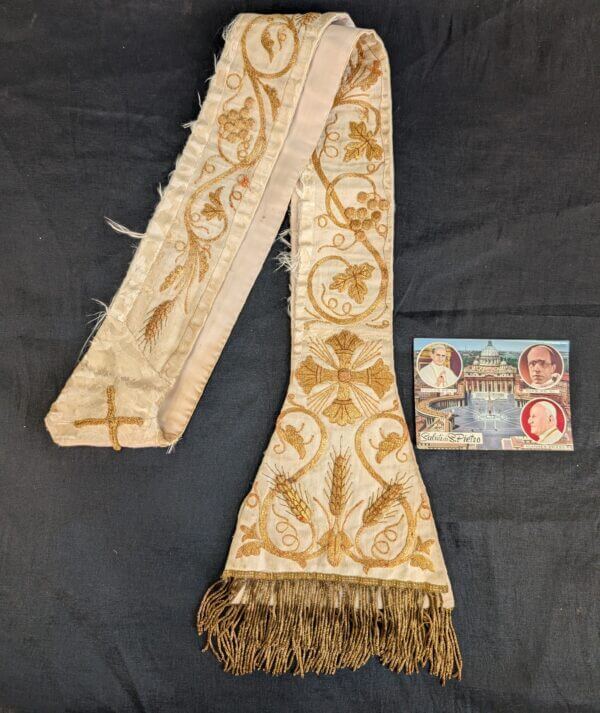 Spectacular but Battered Gold Thread Stole