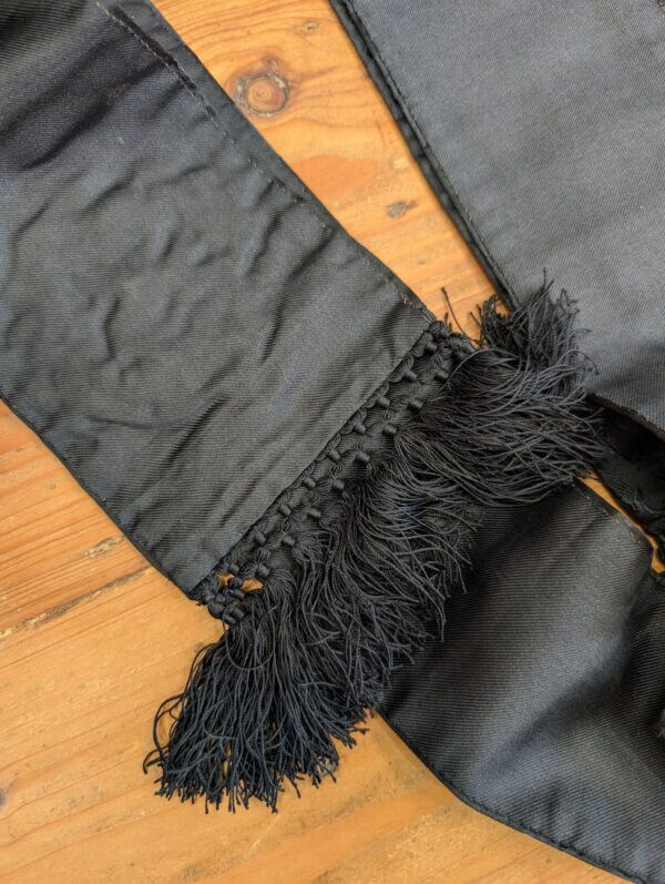 Lined Damask Silk Black Funeral Stole with Gold Crosses