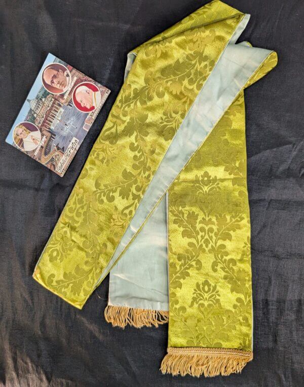 Electric Chartreuse Silk Damask Stole
