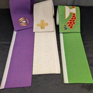 Three Broad Modern Apparelled Amices Collars In Green, Purple and White