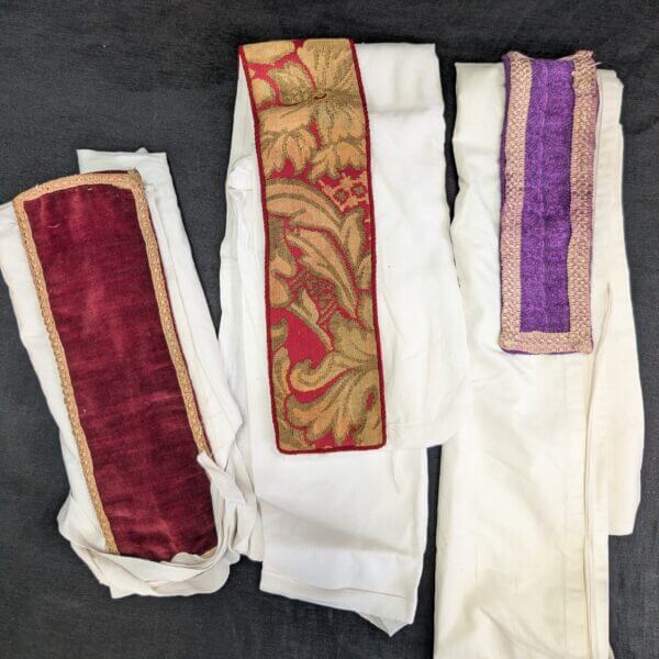 Collection of 4 Traditional Apparelled Amices with Tie on White Linen