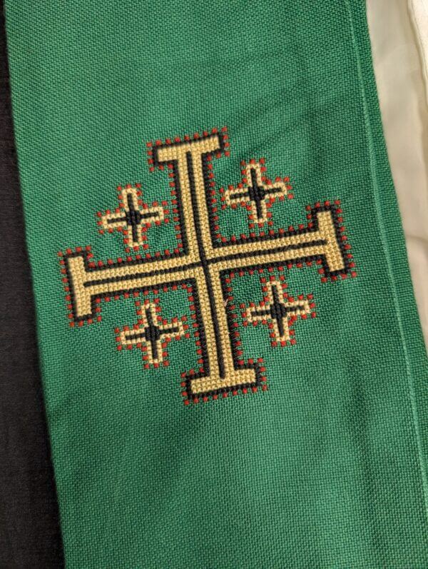 Four Modern Larger Size Stoles Green, White, Fantasia Gold