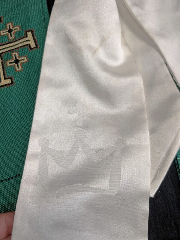Four Modern Larger Size Stoles Green, White, Fantasia Gold