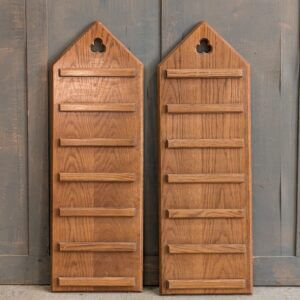 Large Vintage Oak Six Hymn Hymn Boards with Pointed Tops & Trefoils