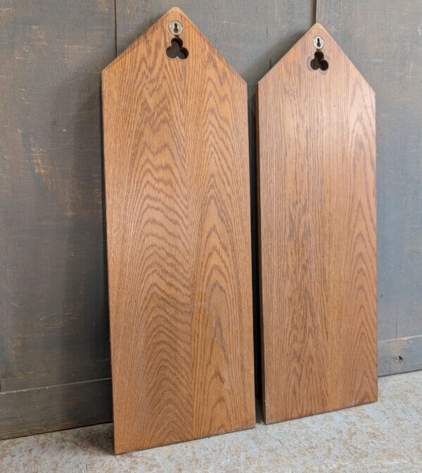 Large Vintage Oak Six Hymn Hymn Boards with Pointed Tops & Trefoils