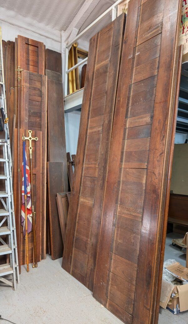 Two Large 1850's Victorian Oak Panels Panelling from St John's Ely