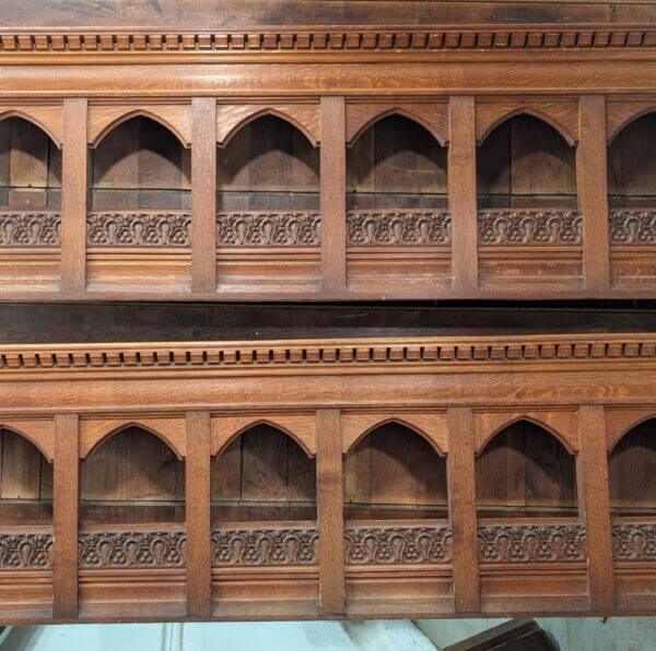 St Andrew's United Church New Brighton Two Long Carved Antique Gothic Oak Choir Panels 6.5m