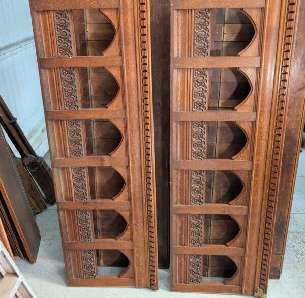 St Andrew's United Church New Brighton Two Long Carved Antique Gothic Oak Choir Panels 6.5m