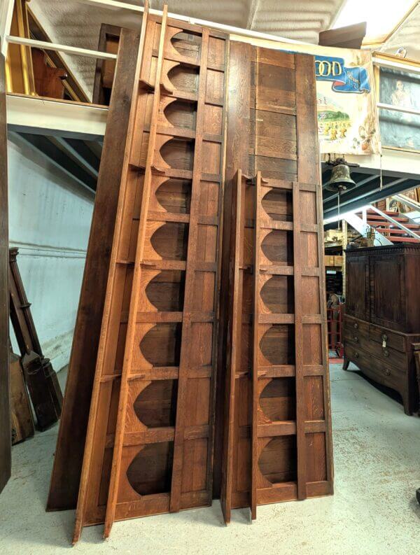 St Andrew's United Church New Brighton Two Long Carved Antique Gothic Oak Choir Panels 6.5m
