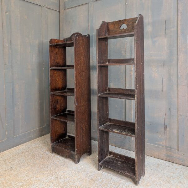 Two Small and Narrow Dark Oak 1930's Bookcases