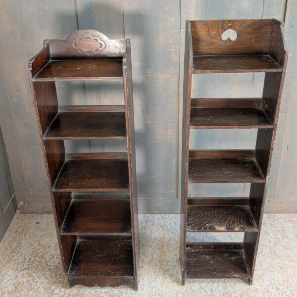 Two Small and Narrow Dark Oak 1930's Bookcases