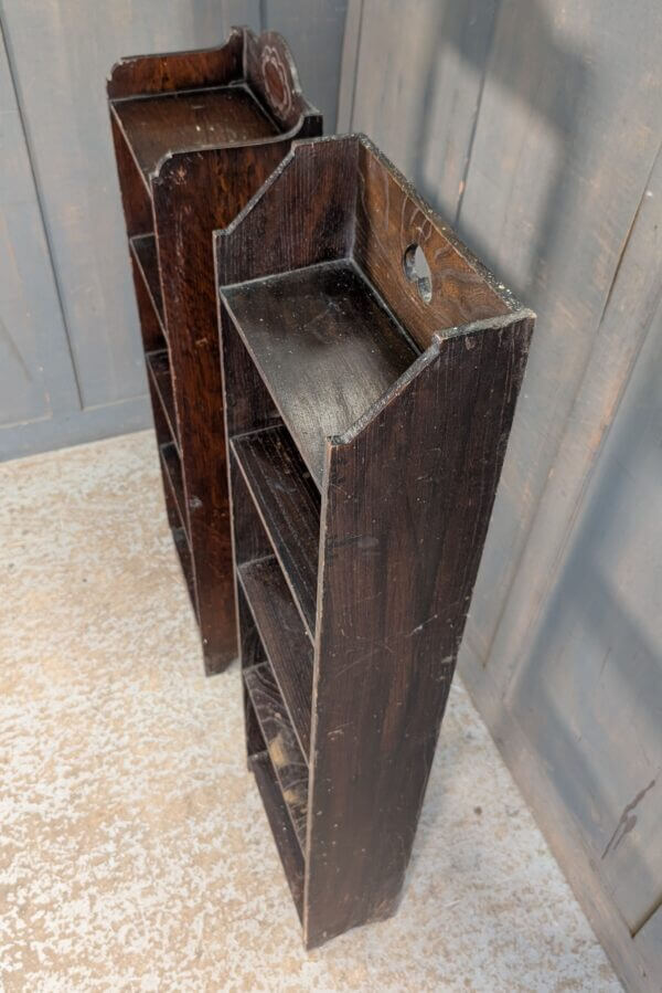 Two Small and Narrow Dark Oak 1930's Bookcases