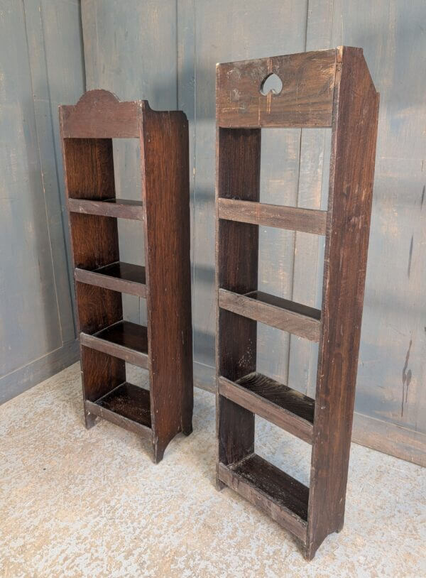 Two Small and Narrow Dark Oak 1930's Bookcases