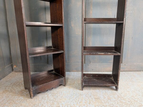 Two Small and Narrow Dark Oak 1930's Bookcases
