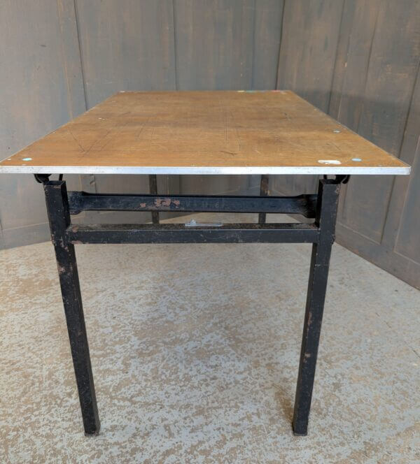 Early 1970's Vintage Fold Away Heavy Duty 'Burgess' Steel + Ply Table