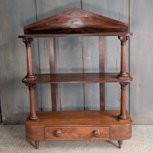 Late Victorian Mahogany Display Shelving Unit with Drawer