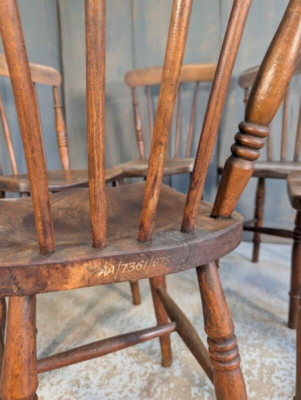 Harlequin Set of Five Victorian Kitchen Stick Back Chairs