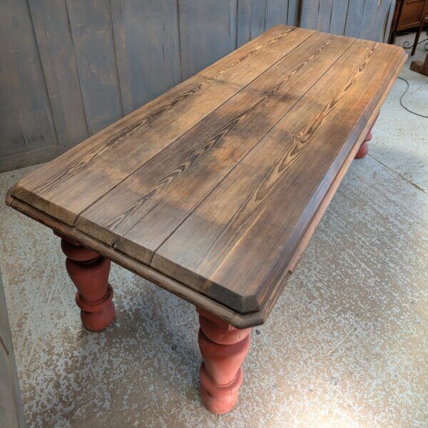 Large 19th Century Gothic Pitch Pine Table in the Style & Colour of the 14th Century
