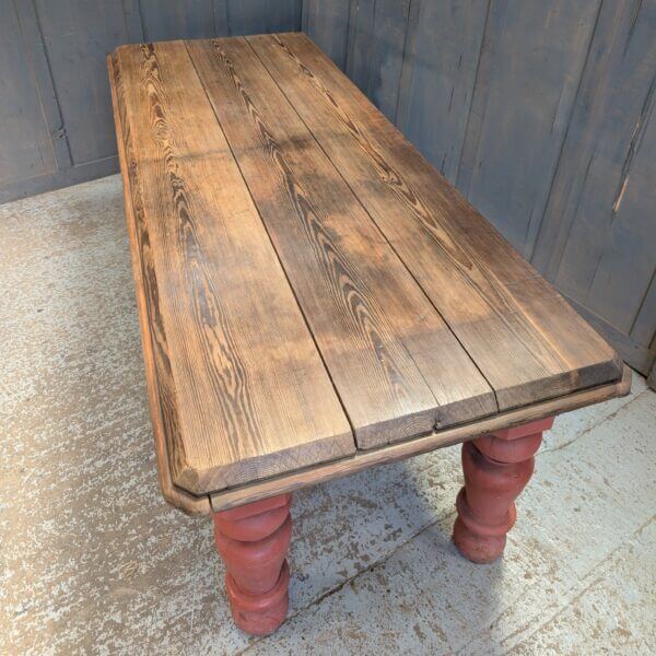 Large 19th Century Gothic Pitch Pine Table in the Style & Colour of the 14th Century