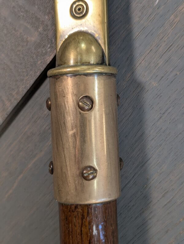 1900's Tall Gothic Brass Processional Cross on Oak Pole
