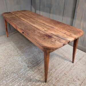 19th Century French Cherry Wood Kitchen Table with Drawer