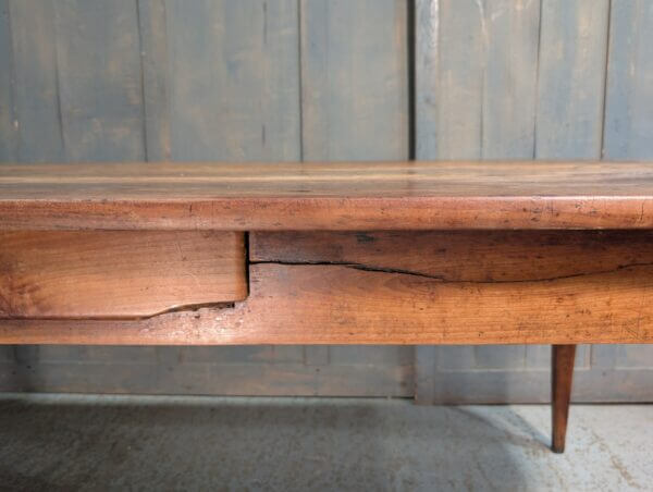 19th Century French Cherry Wood Kitchen Table with Drawer