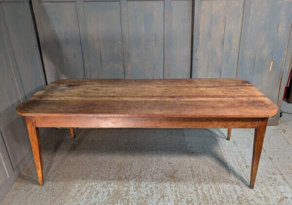 19th Century French Cherry Wood Kitchen Table with Drawer