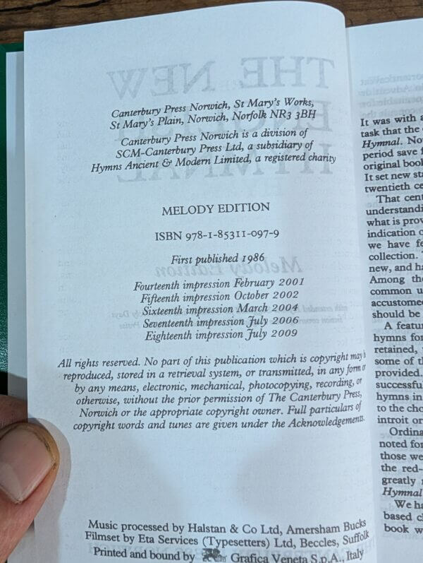 New English Hymnals- Words and Melody Editions